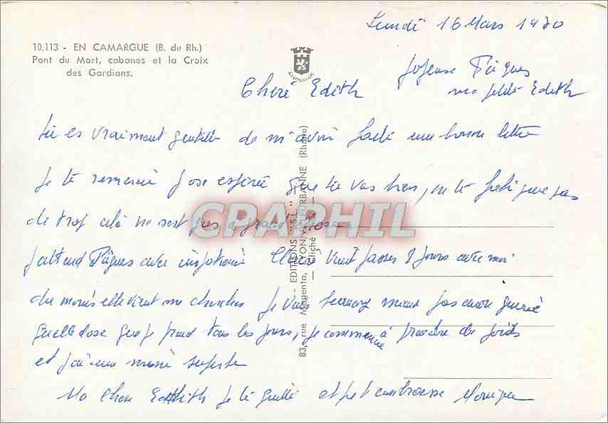 CPM En Camargue B du Rh Pont du Mort cabanes et la Croix des Gardians  — Rückseite