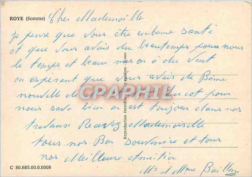 CPM Roye Somme  — Back