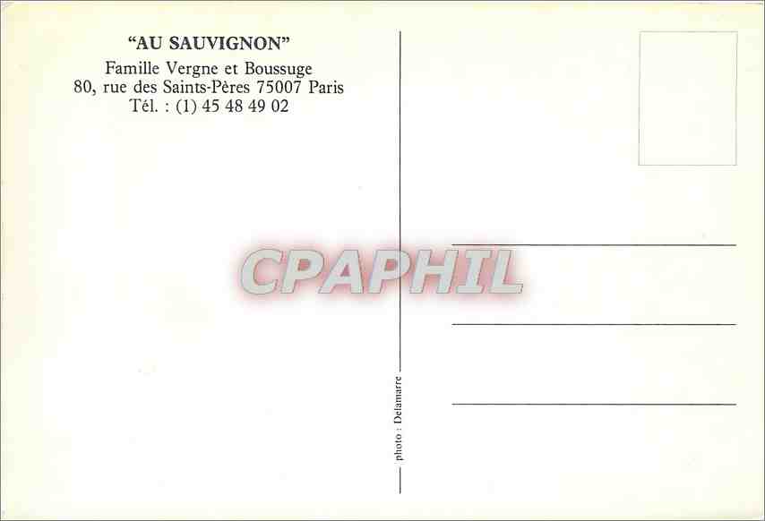 CPM Famille Vergne et Boussuge rue des Saints Peres Paris  — Rückseite