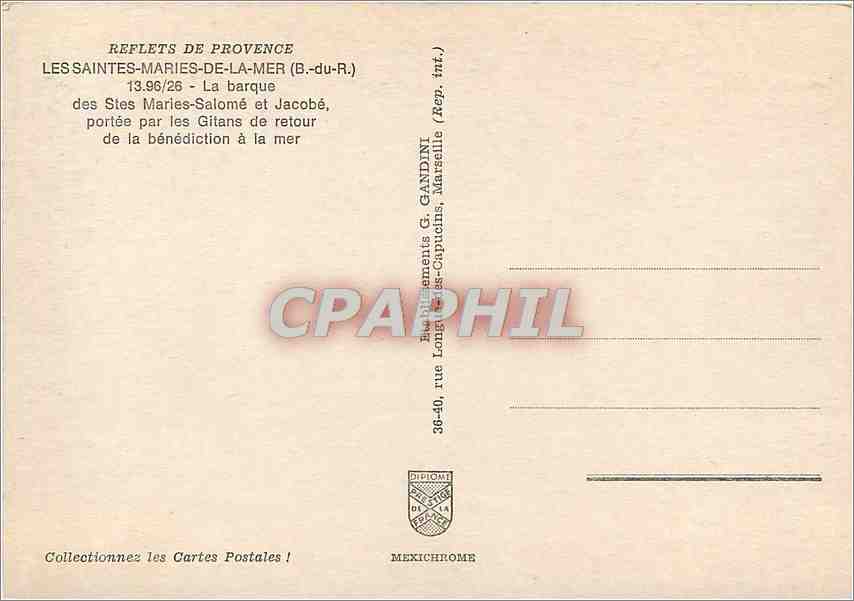 CPM Les Saintes Maries de La Mer B du R La Barque  — Rückseite