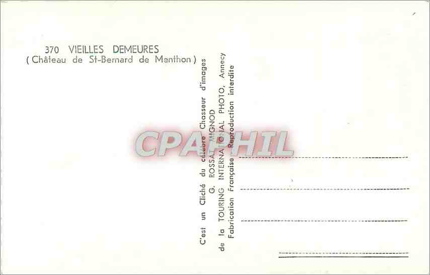 CPM Vieilles Demeures Chateau de St Bernard de Menthon  — Rückseite