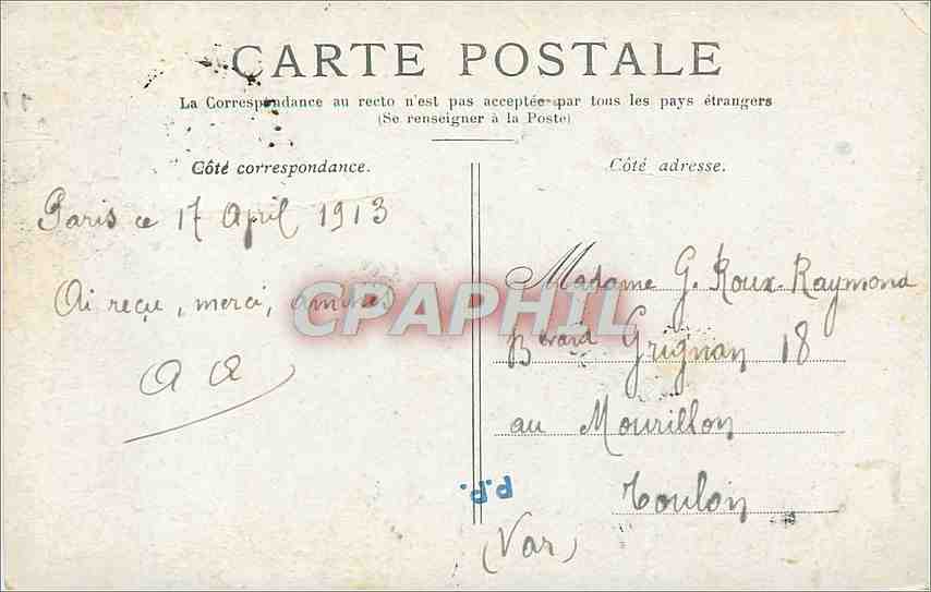CPA Paris Le Pont au Change et la Conciergerie  — Verso