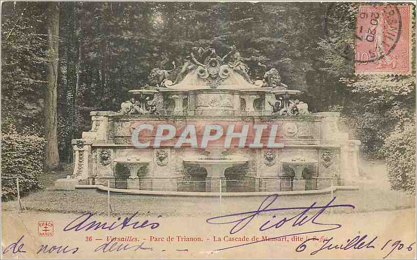 Versailles - Parc de Trianon - La Cascade de Mansart, dite « Le Jet » — éditeur G. HAREY, n°36