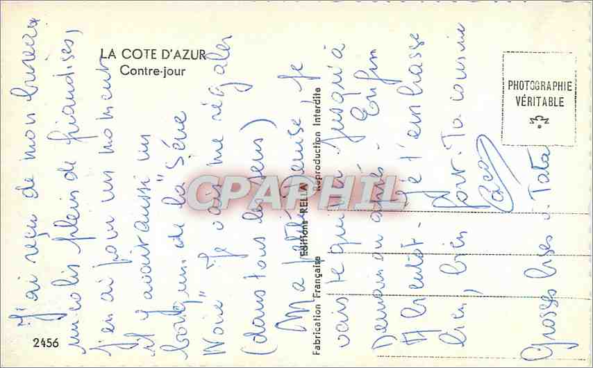CPM La Cote d'Azur Contre jour  — Verso