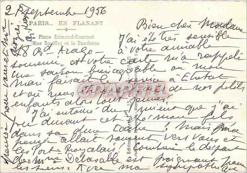 CPM Place Edmond Rostand Rue Soufflot et le Pantheon  — Rückseite