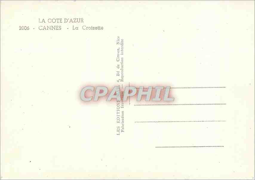 CPM Cannes La Croisette  — Rückseite