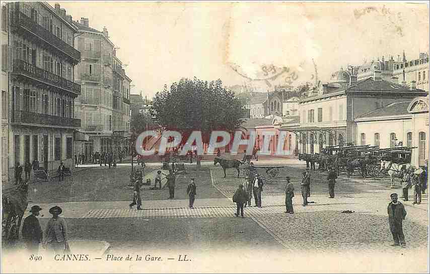 CPA Cannes Place de la Gare 