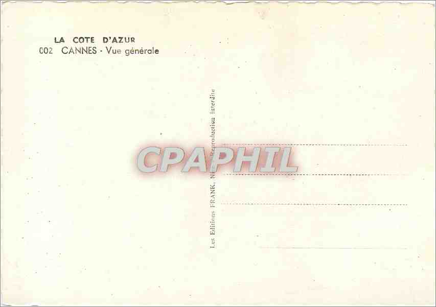 CPM Cannes Vue generale  — Rückseite