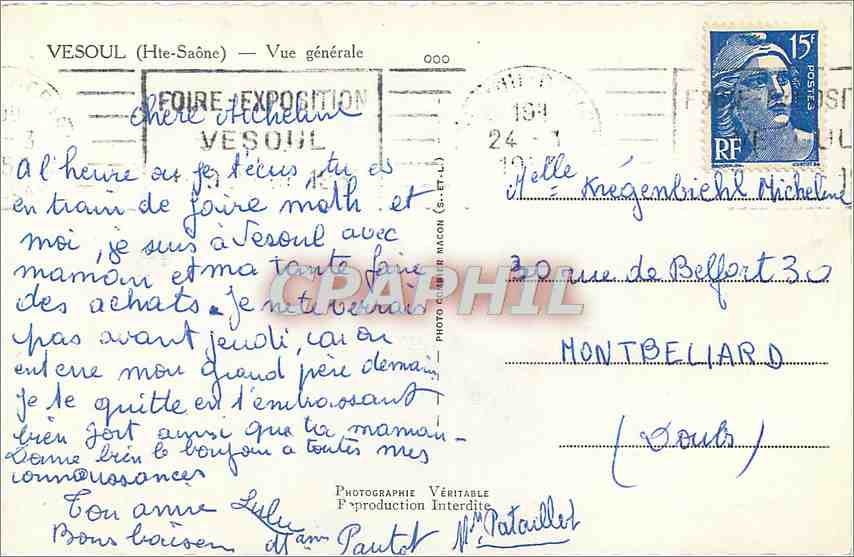 CPA Vesoul Hte Saone Vue generale  — Rückseite