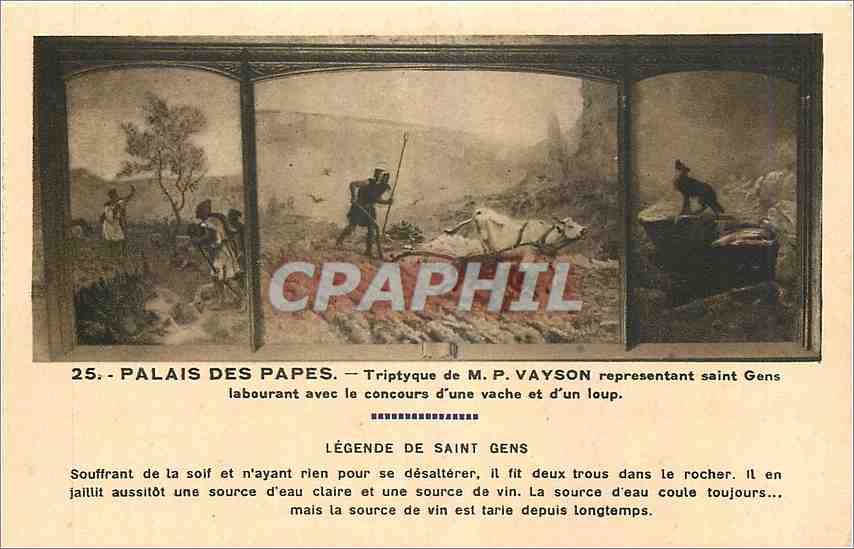 CPA Palais des Papes Triptyque de MP Vayson representant saint Gens 