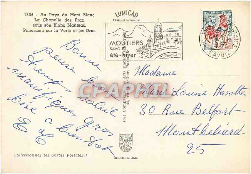 CPM Au Pays du Mont Blanc La Chapelle des Praz sous son Blanc Manteau  — Verso