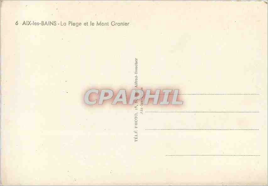 CPM Aix les Bains La Plage et le Mont Granier  — Verso
