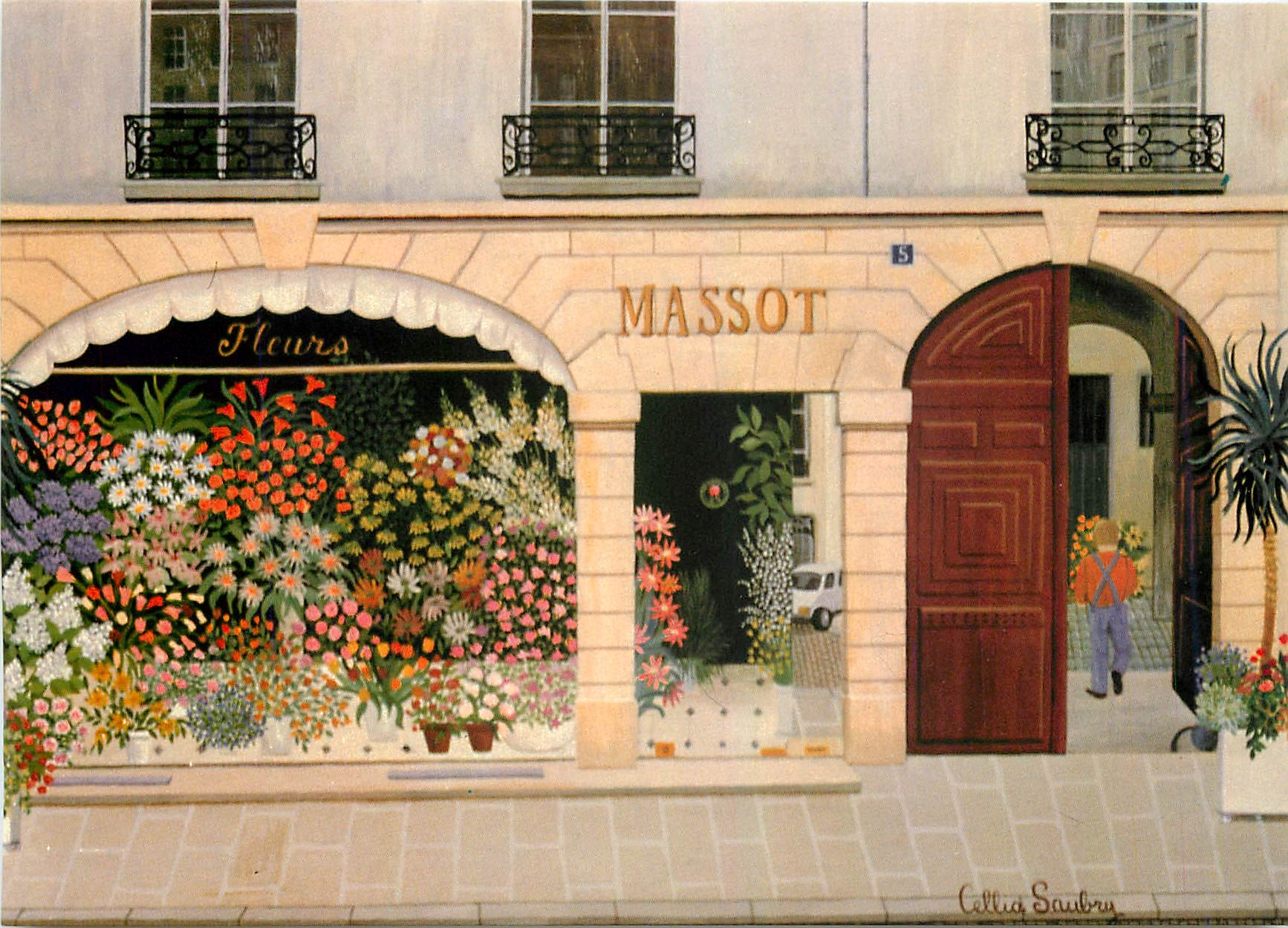 CPM Gerard Massot Fleurs Rue du Cherche Midi Paris 