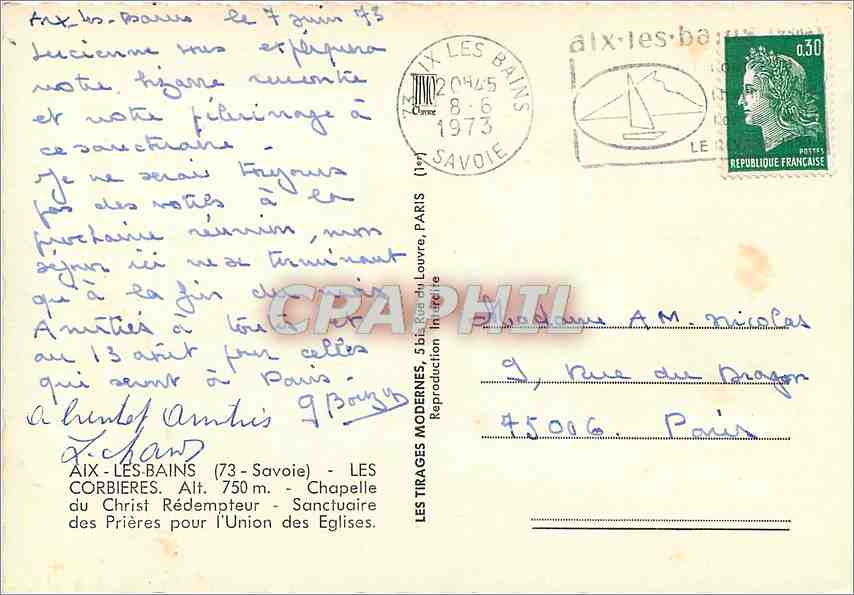 CPM Aix les Bains Les Corbieres  — Rückseite