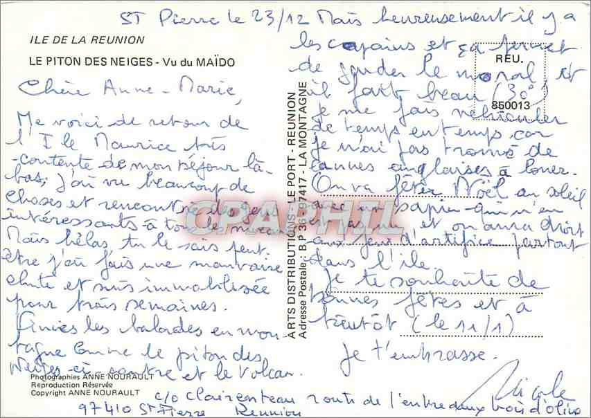 CPM Ile de la Reunion Le Piton des Neiges Vu du Maido  — Rückseite