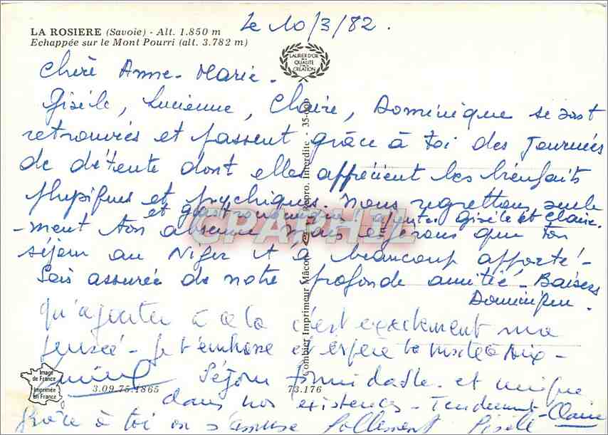 CPM La Rosiere Savoie Echappee sur le Mont Pourri  — Rückseite