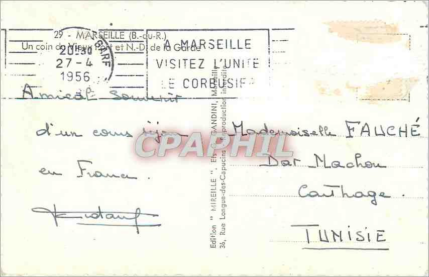 CPM Marseille B du R Un Coin du Vieux Port et Nd de la Garde Bateaux — Rückseite