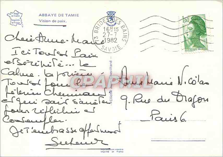 CPM Abbaye de Tamie Vision de paix  — Rückseite