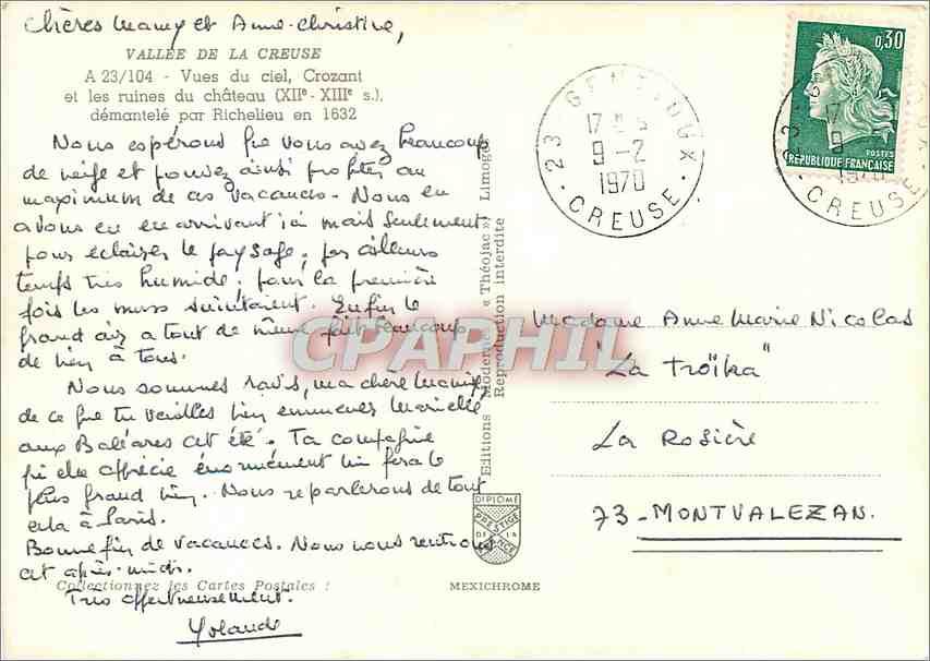 Vallée de la Creuse — Crozant et les ruines du château (XIIe-XIIIe s.) — Éditions Diplôme — Rückseite
