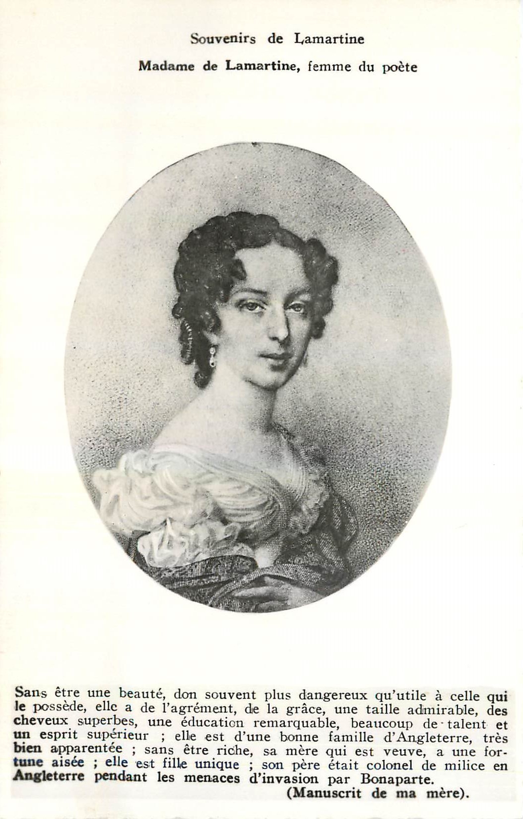 CPM Souvenirs de Lamartine Madame de Lamartine 
