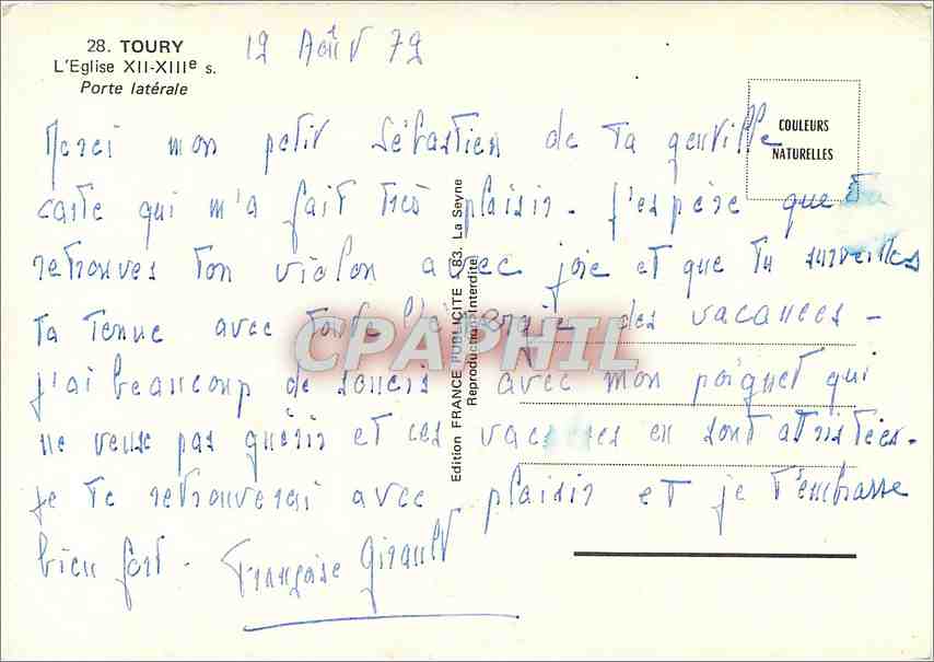 CPM Toury L'Eglise Porte laterale  — Verso