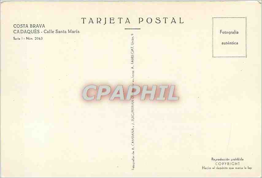 CPM Costa Brava Cadaques Calle Santa Maria  — Rückseite