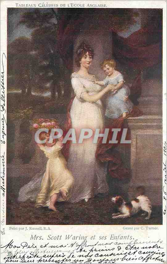 CPM Tableaux Celebres de l'Ecole Anglaise Mrs Scott Waring et ses enfants