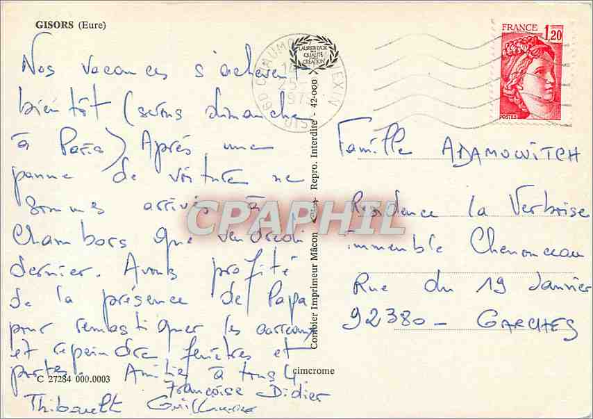 CPM Gisors Eure  — Rückseite