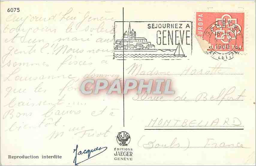 CPM Souvenir de Geneve  — Verso