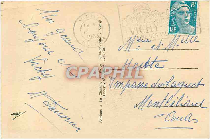 CPA Vichy Le Casino Cote Theatre  — Verso