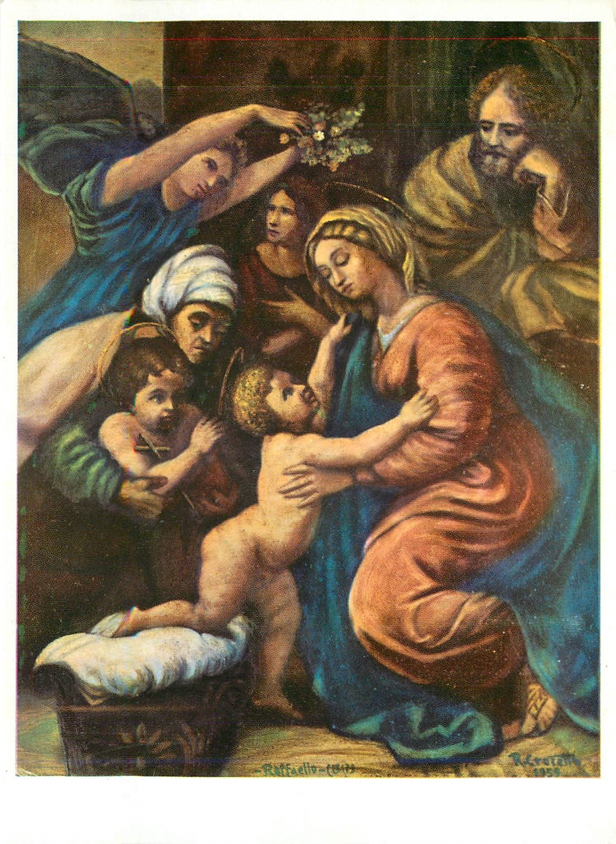 CPM La Sainte Famille Peint avec la bouche 
