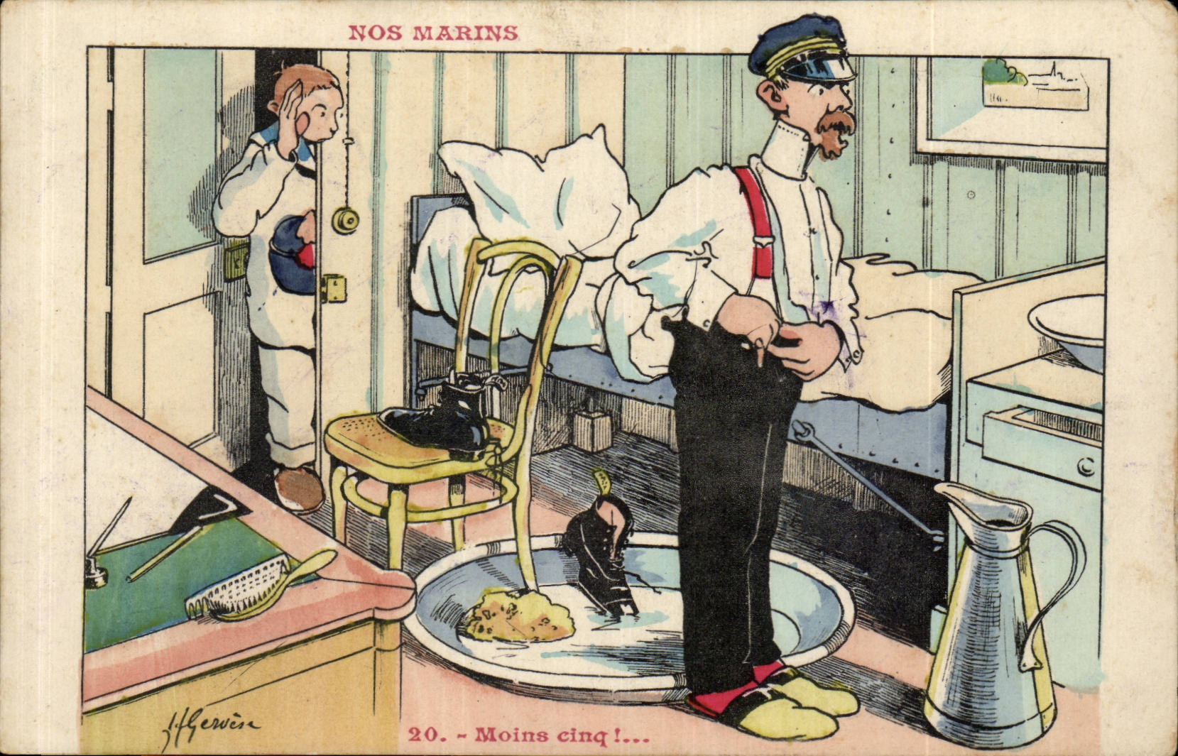 Nos Marins-Fantaisie-Humour-Bateau- Moins cinq! - CPA Gervese