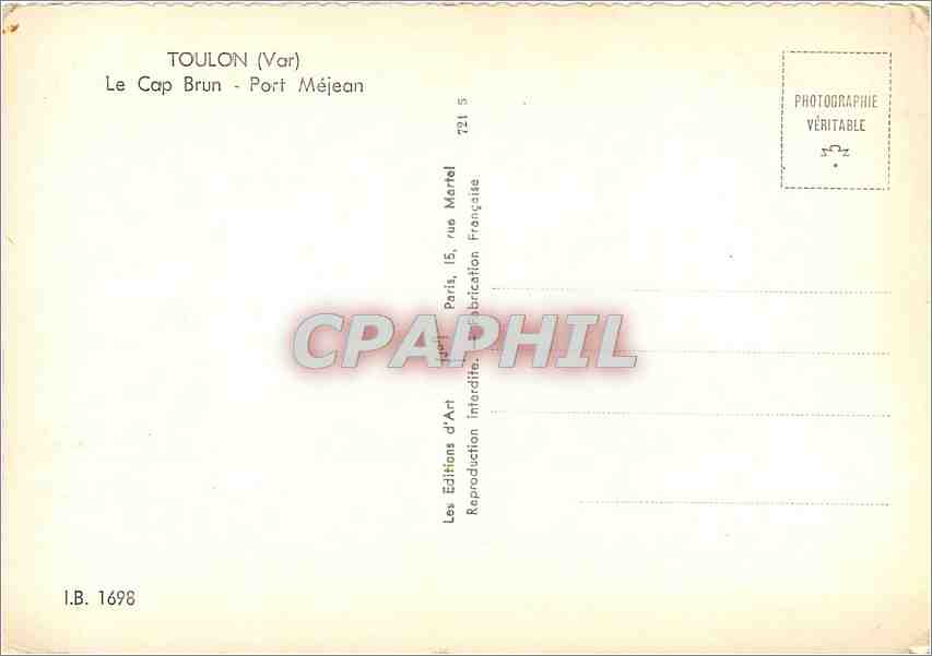 Le Cap Brun - Port Méjean — Toulon (Var) — Éditions d'Art, Paris — Rückseite