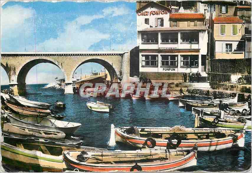CPM Vallon des Auffes Port de Pêche Marseille Vue d'ensemble Chez Fonfon
