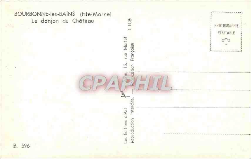 CPM Bourbonne les Bains (Hte Marne) Le donjon du Chateau — Verso