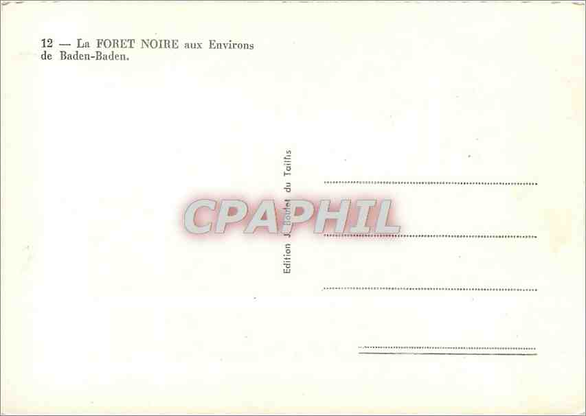 CPM La Foret Noire aux Environs de Baden Baden — Rückseite