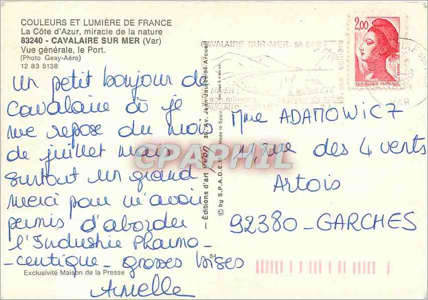 CPM Cavalaire sur Mer (Var) Vue generale le Port — Rückseite