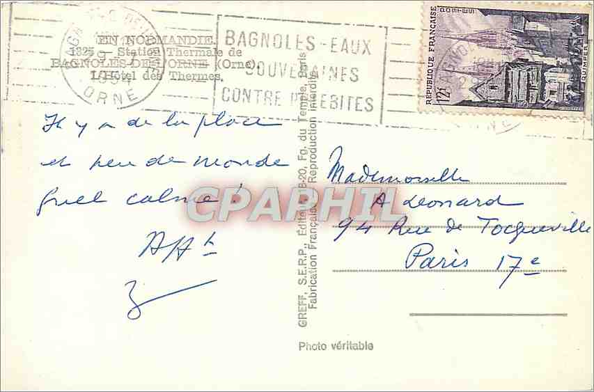 CPM En Normandie Station Thermale de Bagnoles de Orne — Rückseite