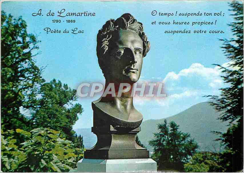 CPM Aix les Bains Lac du Bourget Le Buste de Lamartine