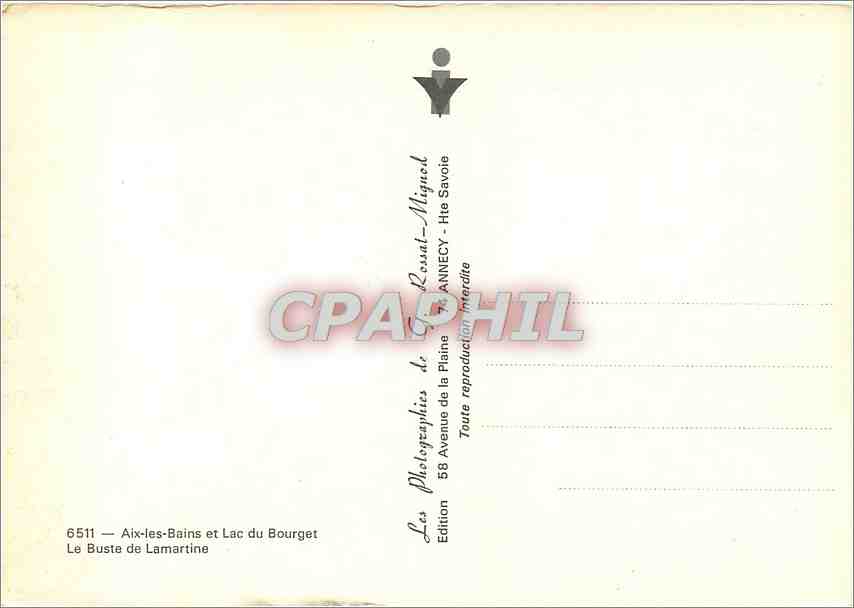 CPM Aix les Bains Lac du Bourget Le Buste de Lamartine — Rückseite