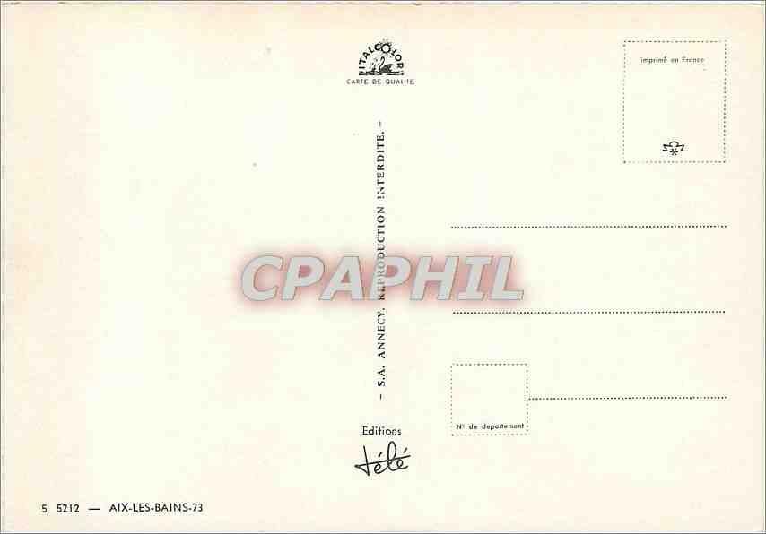 CPM Souvenir d'Aix les Bains — Rückseite