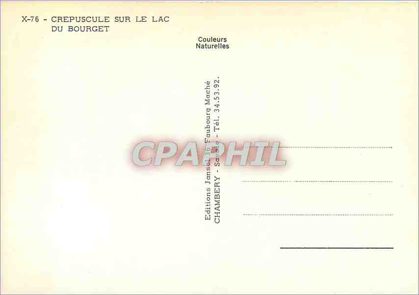 CPM Crepuscule sur le lac du Bourget — Rückseite