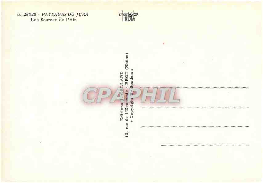 CPM Paysages du Jura les Sources de l'Ain — Rückseite