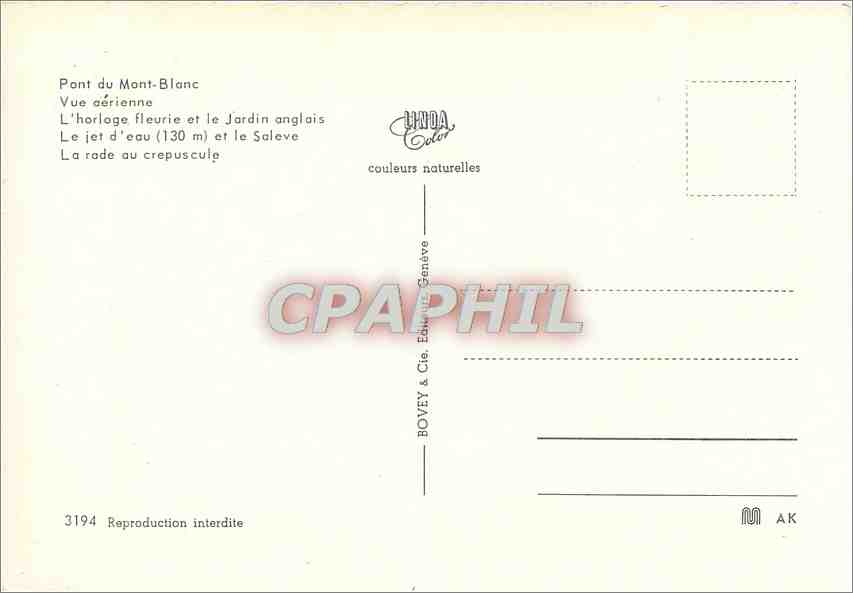 CPM Geneve Pont du Mont Blanc vue aerienne l'horloge fleurie et le jardin anglaiss — Verso