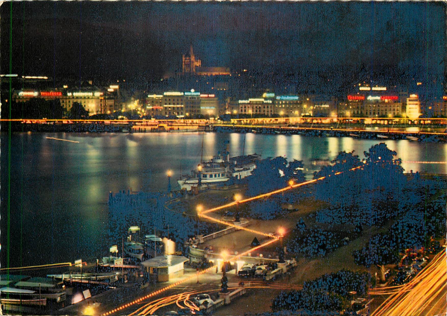 CPM Geneve la rade illuminee
