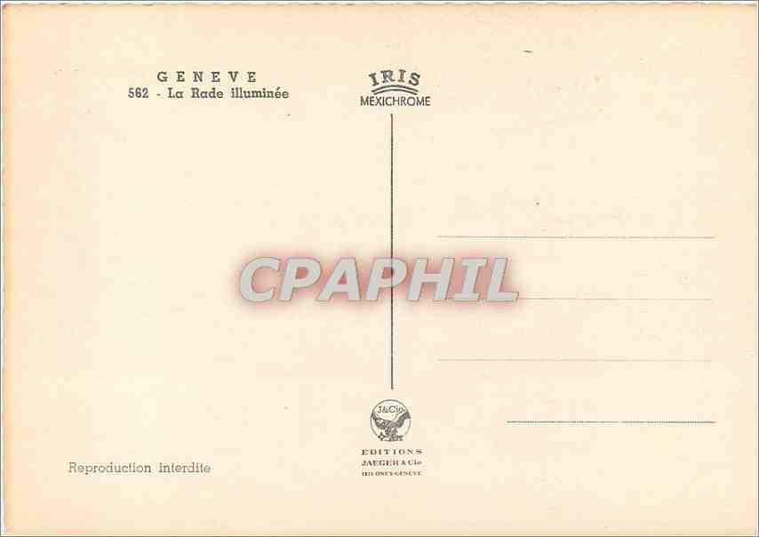 CPM Geneve la rade illuminee — Verso