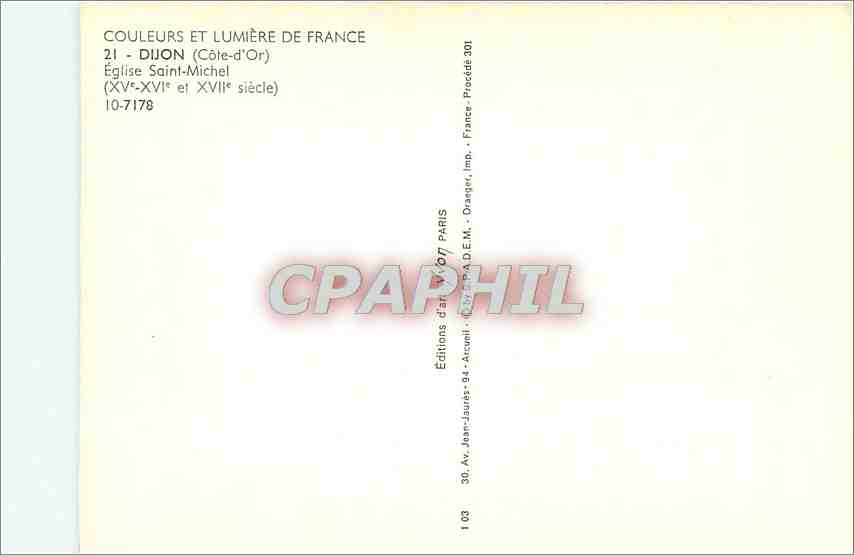 CPM Dijon (Cote d'Or) Eglise Saint Michel — Rückseite