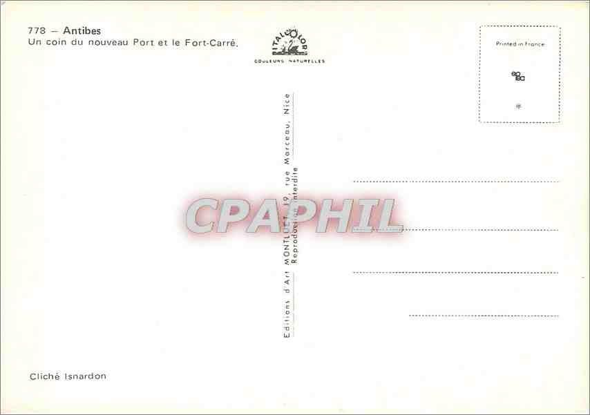 CPM Antibes Un coin du nouveau Port et le Fort Carre — Rückseite