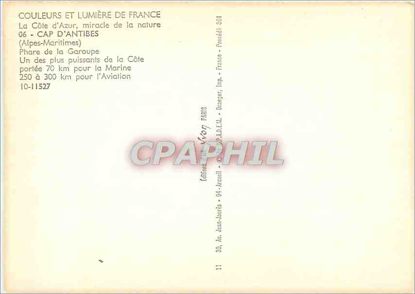 CPM Cap d'Antibes Phare de la Garoupe Un des plus puissants de la cote — Rückseite