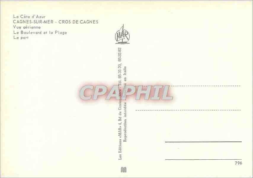 CPM Cagnes sur mer Cros du Cagnes — Verso